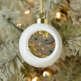 Ornamento De Cerâmica Bola Sonho Fractal Ouro Líquido