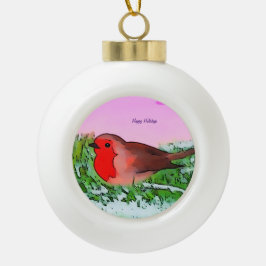 Ornamento De Cerâmica Bola temporada de Natal Robin Holiday