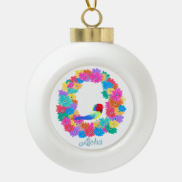 Ornamento De Cerâmica Bola Tropical Wreath Aloha Christmas 
