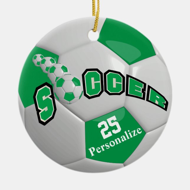 Ornamento De Cerâmica Bola Verde | Personalizar (Frente)