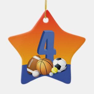 Ornamento De Cerâmica Bolas de Esportes de Quarto Aniversário