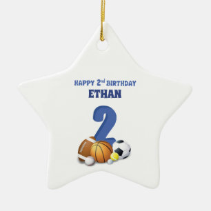 Ornamento De Cerâmica Bolas de Esportes de segundos aniversários de Men