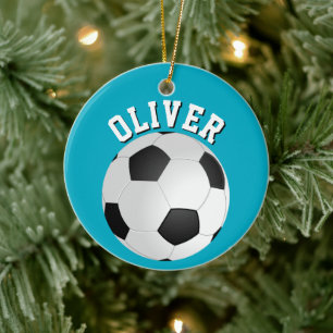 Ornamento De Cerâmica Bolas de Futebol para Crianças Nome Natal 