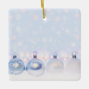 Ornamento De Cerâmica Bolas de Natal de Prata Festiva na Neve