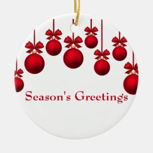 Ornamento De Cerâmica Bolas de Natal Vermelhas com Fita