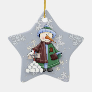 Ornamento De Cerâmica Bolas de neve para Snowman