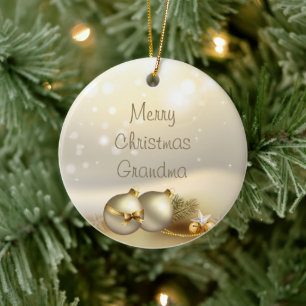 Ornamento De Cerâmica Bolas Dourados, Bels e estrelas