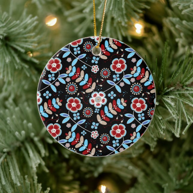 Ornamento De Cerâmica Bold Folk Floral Pattern (Árvore)