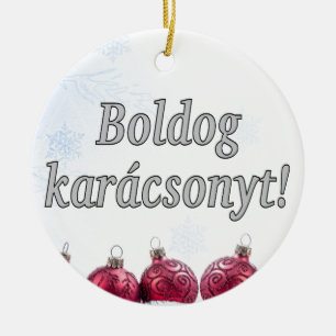 Ornamento De Cerâmica Boldog karácsonyt! Feliz Natal na Feira Húngara