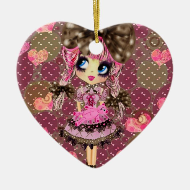 Ornamento De Cerâmica Bolhas de chocolate Kawaii Sweet Lolita PinkyP (Frente)