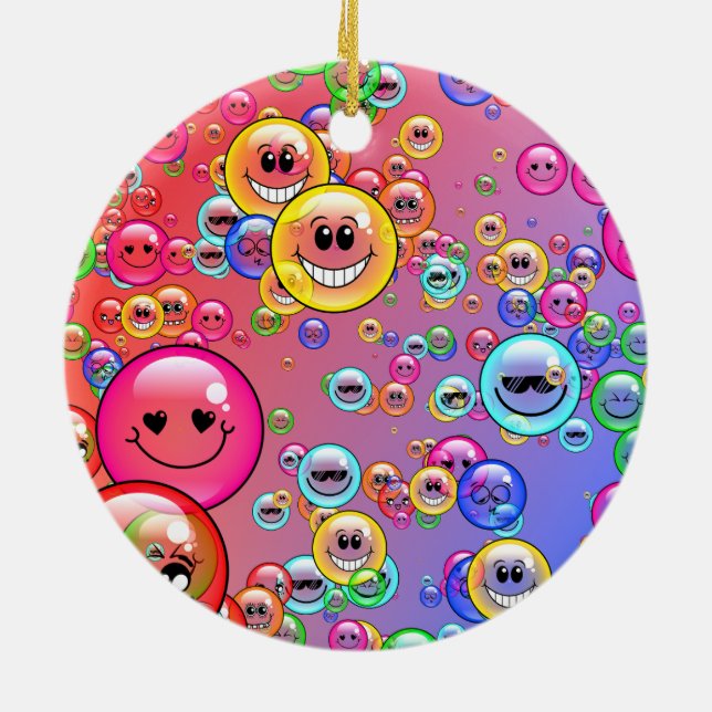 Ornamento De Cerâmica Bolhas de Emoji Engraçadas (Traseira)