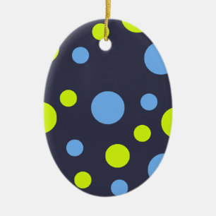 Ornamento De Cerâmica Bolhas Felizes Funky Amarelo Azul