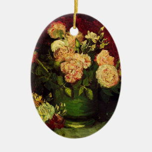 Ornamento De Cerâmica Boliche com Peonies e Rosas por Van Gogh