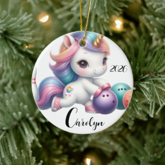 Ornamento De Cerâmica Boliche de Unicórnio Personalizado 