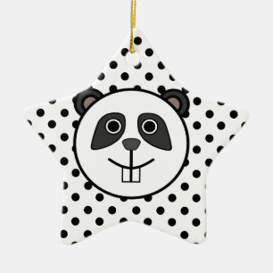 Ornamento De Cerâmica Bolinhas de Panda branco preto