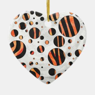 Ornamento De Cerâmica Bolinhas de Zebra Black e Orange