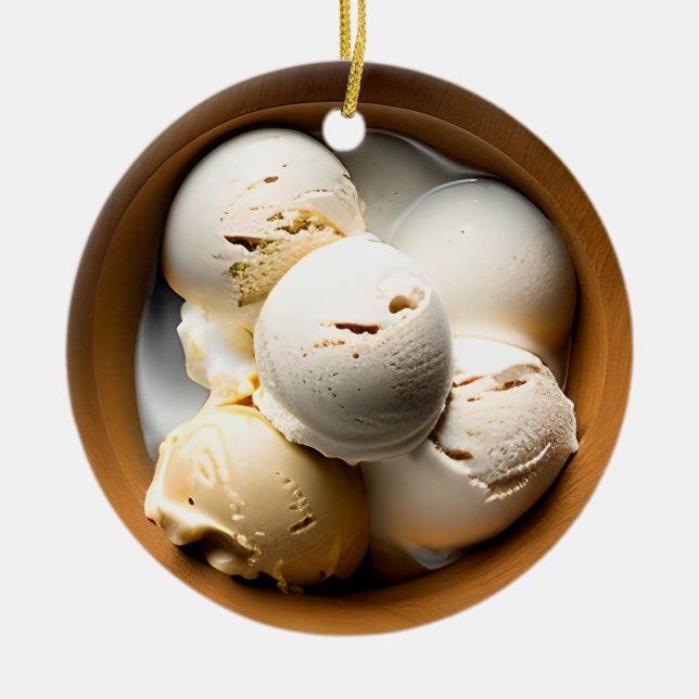 Ornamento De Cerâmica Bolinhos de Natal de Comida Sorvete (Frente)