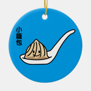 Ornamento De Cerâmica Bolo chinês de Dim Sum da bolinha de massa da sop