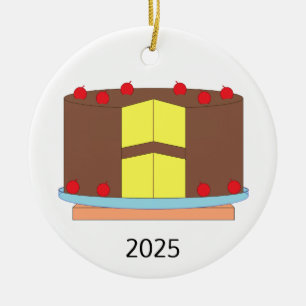 Ornamento De Cerâmica Bolo com Cerejas
