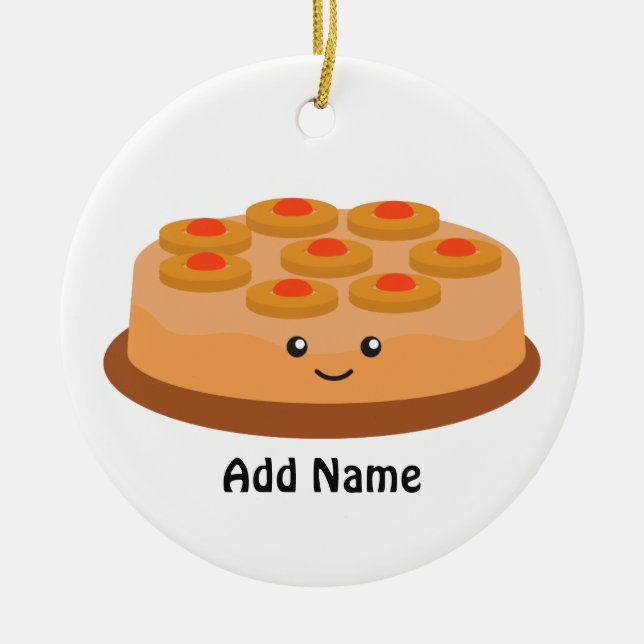 Ornamento De Cerâmica Bolo de ananás de cima para baixo (Frente)