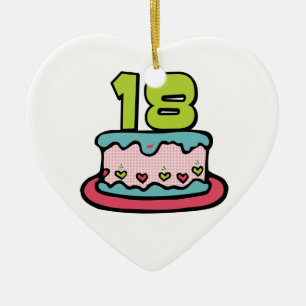 Ornamento De Cerâmica Bolo de aniversário das pessoas de 18 anos