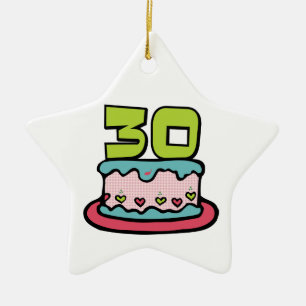 Ornamento De Cerâmica Bolo de aniversário de 30 anos