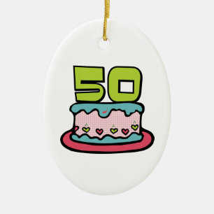 Ornamento De Cerâmica Bolo de aniversário de 50 anos