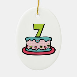 Ornamento De Cerâmica Bolo de aniversário de 7 anos