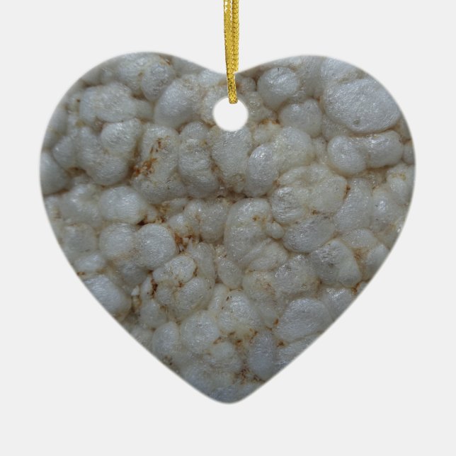 Ornamento De Cerâmica Bolo de Arroz, Comida Saudável, Snack Branco (Frente)