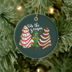 Ornamento De Cerâmica Bolo de árvore de Natal É a época do Natal Festa d