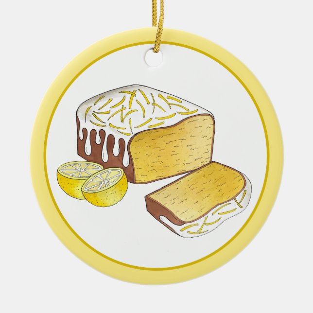 Ornamento De Cerâmica Bolo de Bolo de Limão, Comida de Baking Britânica (Frente)