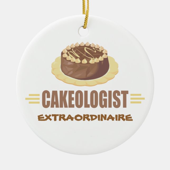 Ornamento De Cerâmica Bolo de Chocolate Engraçado (Frente)