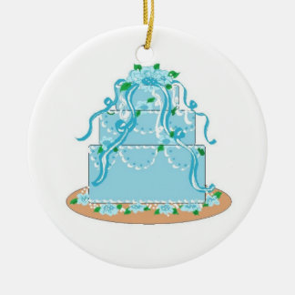 Ornamento De Cerâmica Bolo de Designer Azul Elegante