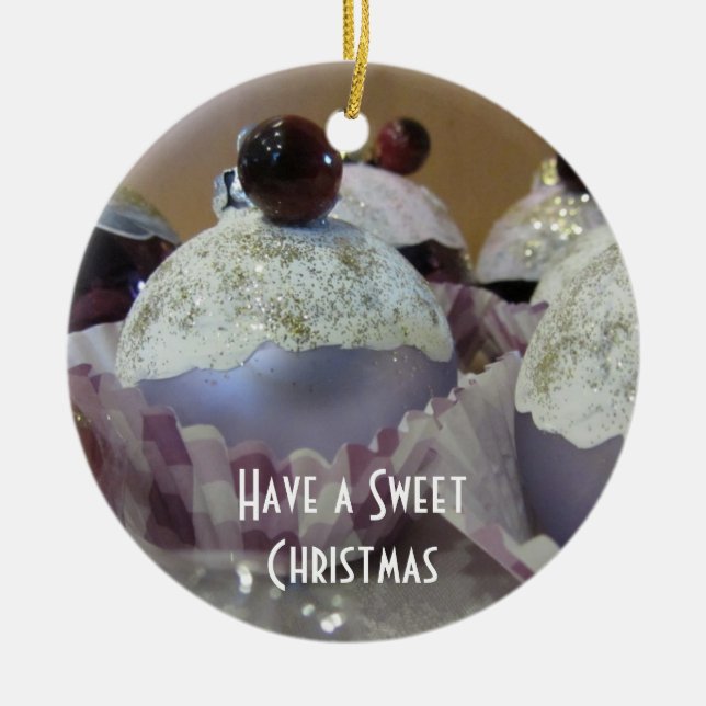 Ornamento De Cerâmica Bolo de Natal sofisticado (Frente)