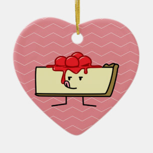 Ornamento De Cerâmica Bolo de queijo que lambe as cerejas que cobrem a