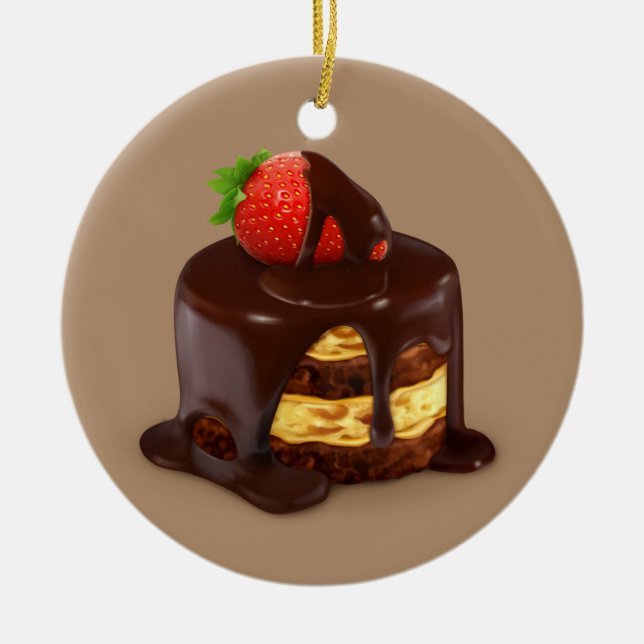 Ornamento De Cerâmica Bolo de Sorvete de Chocolate Delicioso (Frente)