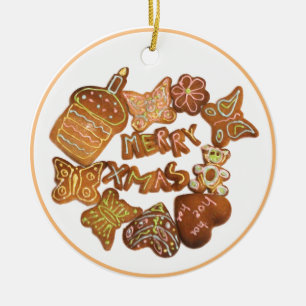 Ornamento De Cerâmica Bolos de Natal alegres