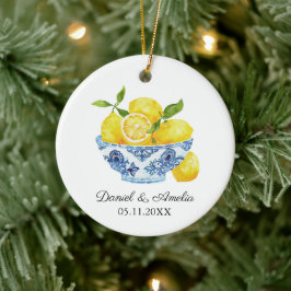 Ornamento De Cerâmica Bolsa De Limões Chinoiserie Casamento Personalizad