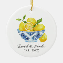 Ornamento De Cerâmica Bolsa De Limões Chinoiserie Casamento Personalizad
