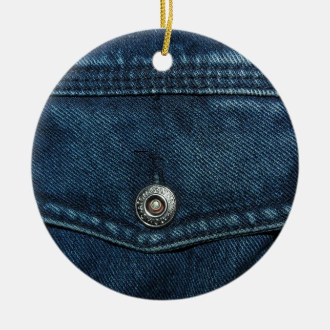 Ornamento De Cerâmica Bolso de tinta azul (Frente)