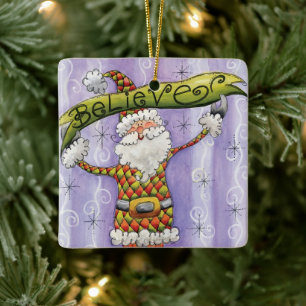 Ornamento De Cerâmica Bom Natal para os desenhos animados, acredito em P
