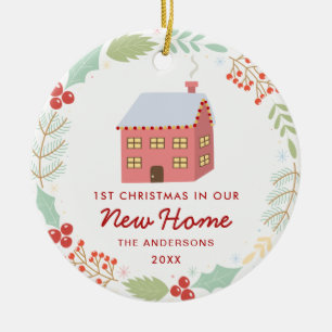 Ornamento De Cerâmica Bom Primeiro Natal Em Nossa Nova Casa