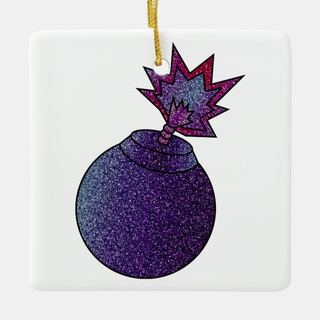 Ornamento De Cerâmica Bomba Glitter Galaxy (Frente)