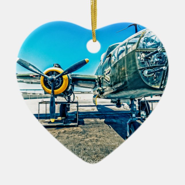 Ornamento De Cerâmica Bombardeiro de B-25 Mitchell (Frente)