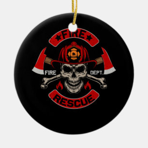 Ornamento De Cerâmica Bombeiro Bombeiro Bombeiro Bombeiro Crossbones Crâ