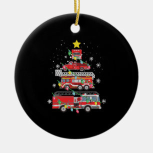Ornamento De Cerâmica Bombeiro Bombeiro Caminhão Árvore de Natal Amor