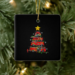 Ornamento De Cerâmica Bombeiro Caminhão Árvores de Natal Mulheres