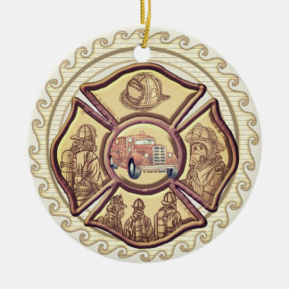 Ornamento De Cerâmica Bombeiro Cruz Maltês