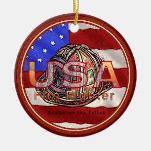 Ornamento De Cerâmica Bombeiro lembra-se dos caídos