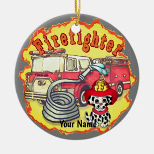 Ornamento De Cerâmica Bombeiros de cães